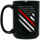 Firefighter Coffee Mug American Flag With Red Line 11oz - 15oz Black Mug CustomCat