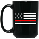 Firefighter Coffee Mug American Flag With Red Line 11oz - 15oz Black Mug CustomCat