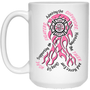 Firefighter Coffee Mug Breast Cancer Awareness Pink Ribbon Gift Female 11oz - 15oz White Mug CustomCat