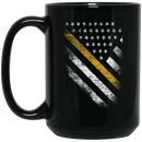 Firefighter Coffee Mug Dispatch American Flag With Yellow Line 11oz - 15oz Black Mug CustomCat