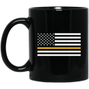 Firefighter Coffee Mug Dispatch American Flag With Yellow Line 11oz - 15oz Black Mug CustomCat