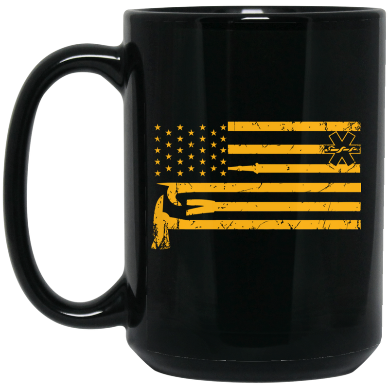 Firefighter Coffee Mug Distressed Firefighter And Nurse American Flag 11oz - 15oz Black Mug CustomCat