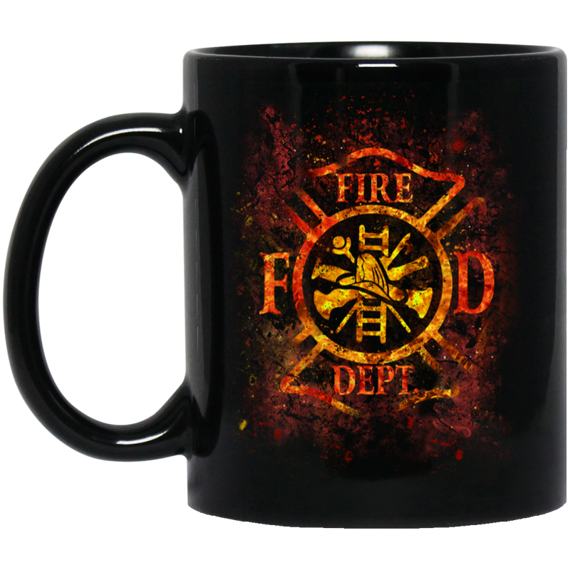 Firefighter Coffee Mug FD - Fire Dept 11oz - 15oz Black Mug CustomCat