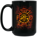 Firefighter Coffee Mug FD - Fire Dept 11oz - 15oz Black Mug CustomCat
