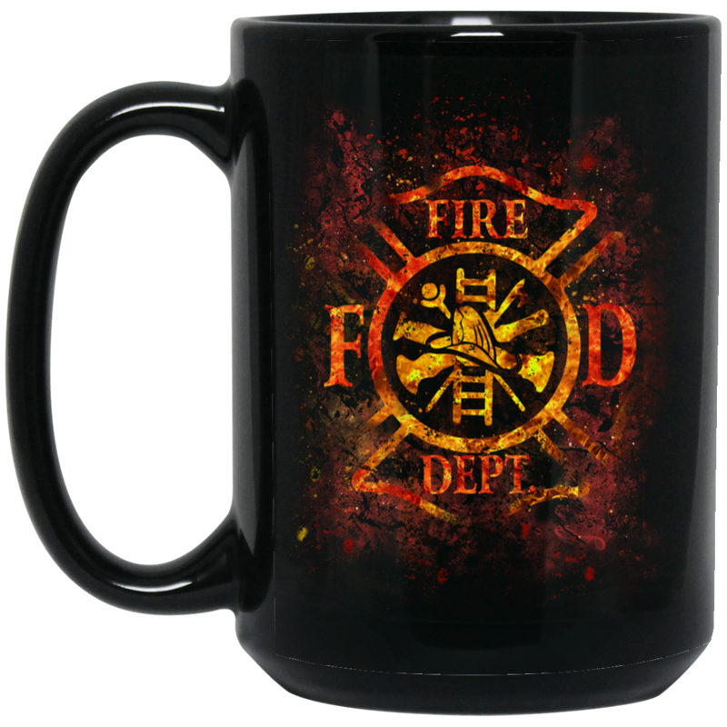 Firefighter Coffee Mug FD - Fire Dept 11oz - 15oz Black Mug CustomCat