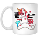 Firefighter Coffee Mug Firefighter American Flag Red Line And Unicorn 11oz - 15oz White Mug CustomCat