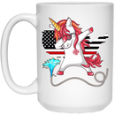 Firefighter Coffee Mug Firefighter American Flag Red Line And Unicorn 11oz - 15oz White Mug CustomCat