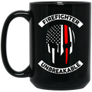 Firefighter Coffee Mug Firefighter Unbreakable Skull And Red Line 11oz - 15oz Black Mug CustomCat