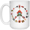 Firefighter Coffee Mug Peace Fire Helmet Firefighter Tools Axes Shovels Caution Gift 11oz - 15oz White Mug CustomCat