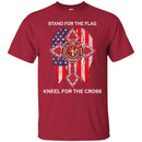 Firefighter T-Shirt Stand For The Flag Kneel For Wings The Cross Courage Honor RescueTee Shirt CustomCat