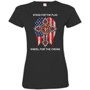 Firefighter T-Shirt Stand For The Flag Kneel For Wings The Cross Courage Honor RescueTee Shirt CustomCat