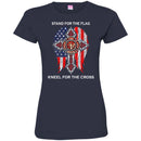 Firefighter T-Shirt Stand For The Flag Kneel For Wings The Cross Courage Honor RescueTee Shirt CustomCat