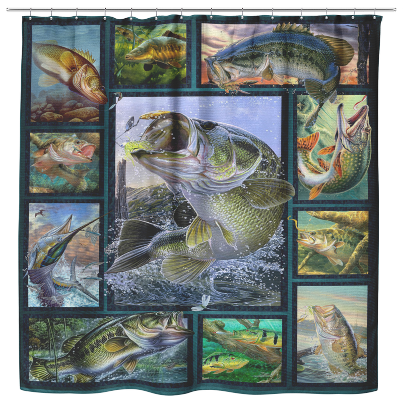 Fishing Shower Curtains Bass Fishing 3D For Bathroom Decor