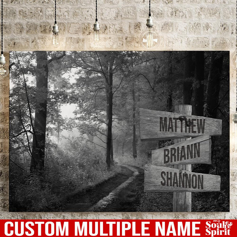 Forest Nature Tree Road Personalized Multi-Names Canvas Family - CANLA75 - CustomCat