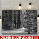 Forest Road Multi Names Premium Canvas Crossroads Personalized Canvas Wall Art Black And White - Family Street Sign Family Name Art Canvas For Home Family - CANLA75 - CustomCat