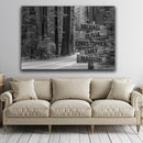Forest Road Multi Names Premium Canvas Crossroads Personalized Canvas Wall Art Black And White - Family Street Sign Family Name Art Canvas For Home Family - CANLA75 - CustomCat