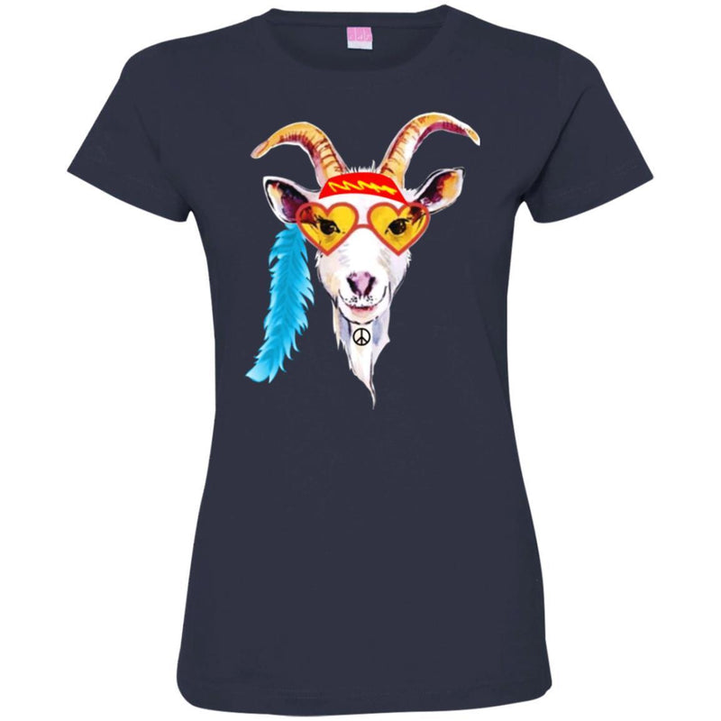 Funny T-Shirt The Goat Funny Novelty T-Shirt Peace Symbol Heart-Shaped Glasses hippie style Shirts CustomCat