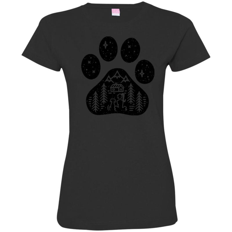 Girl and Dog In Dog Paw Snow Funny Gift Lover Dog Tee Shirt CustomCat