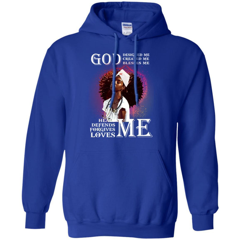God Designed Created Blesses Me Heals Defends Forgives Loves Me Nurse History Month T-Shirt CustomCat
