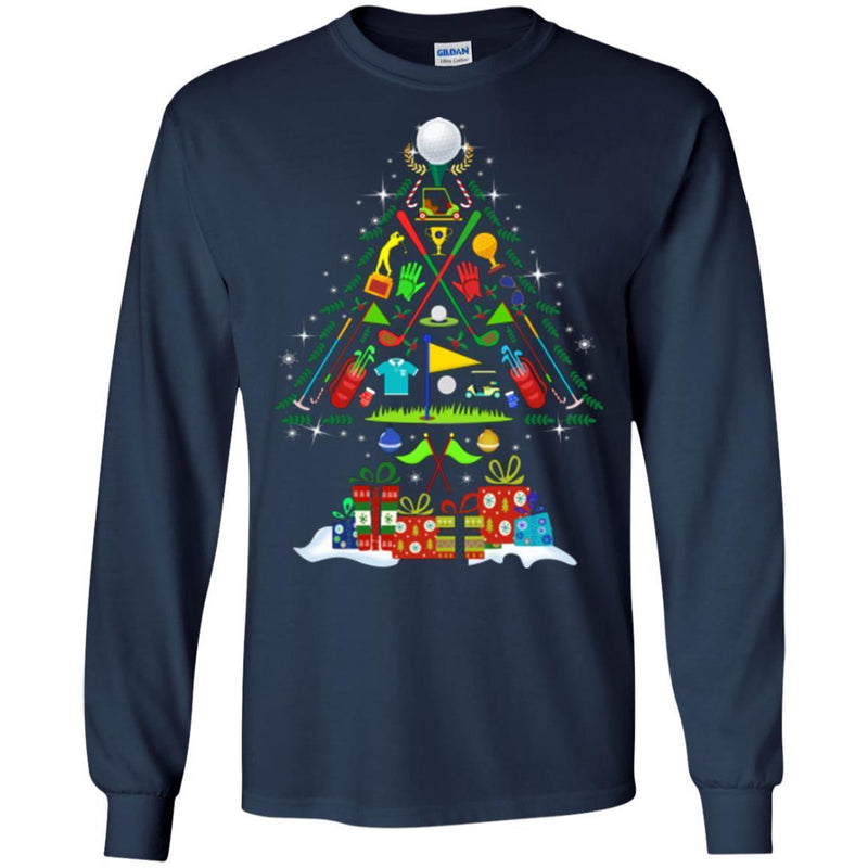 Golf T-Shirt Christmas Tree Is Made Of Golf Sport Tools For Christmas Tee Gifts Tee Shirt CustomCat