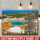 Grand Prismatic Springs in Yellowstone National Park Multi Names Premium Canvas Family Street Sign Family Name Art Canvas For Home Decor Personalized Canvas Family - CANLA75 - CustomCat
