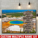 Grand Prismatic Springs in Yellowstone National Park Multi Names Premium Canvas Family Street Sign Family Name Art Canvas For Home Decor Personalized Canvas Family - CANLA75 - CustomCat