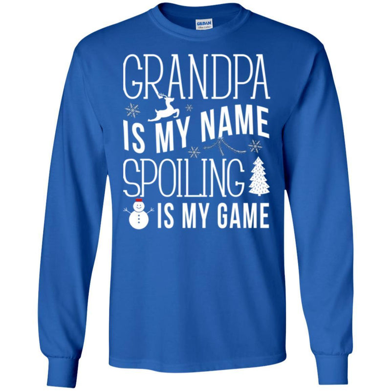 Grandpa Is My Name Spoiling Is My Game Merry Christmas Funny Gift Shirts CustomCat