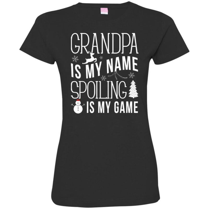 Grandpa Is My Name Spoiling Is My Game Merry Christmas Funny Gift Shirts CustomCat