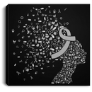 Gray Ribbon Awareness Canvas - Brain Cancer Awareness Canvas Wall Art Decor