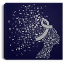 Gray Ribbon Awareness Canvas - Brain Cancer Awareness Canvas Wall Art Decor