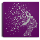 Gray Ribbon Awareness Canvas - Brain Cancer Awareness Canvas Wall Art Decor