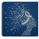 Gray Ribbon Awareness Canvas - Brain Cancer Awareness Canvas Wall Art Decor