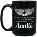 Guardian Angel Coffee Mug A Big Piece Of My Heart Lives In Heaven And He Is My My Auntie 11oz - 15oz Black Mug