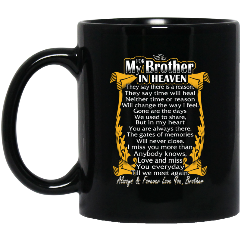 Guardian Angel Coffee Mug For My Brother In Heaven Always Forever Love You Best Friend 11oz - 15oz Black Mug