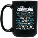 Guardian Angel Coffee Mug For My Grandson You Are A Gift From Heavens 11oz - 15oz Black Mug