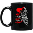 Guardian Angel Coffee Mug Half Of My Heart Is In Heaven With My Angel 11oz - 15oz Black Mug