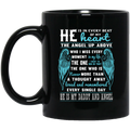 Guardian Angel Coffee Mug He Is In Every Beat Of My Heart He Is My Daddy And Angel Wings 11oz - 15oz Black Mug