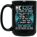 Guardian Angel Coffee Mug He Is In Every Beat Of My Heart He Is My Grandpa And Angel Wings 11oz - 15oz Black Mug
