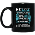 Guardian Angel Coffee Mug He Is In Every Beat Of My Heart He Is My Husband And Angel Wings 11oz - 15oz Black Mug