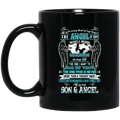 Guardian Angel Coffee Mug He Is In Every Beat Of My Heart He Is My Son And Angel Wings 11oz - 15oz Black Mug