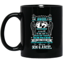Guardian Angel Coffee Mug He Is In Every Beat Of My Heart He Is My Son And Angel Wings 11oz - 15oz Black Mug