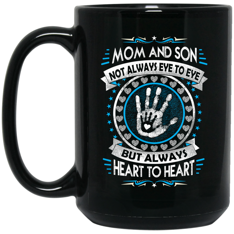 Guardian Angel Coffee Mug Mom And Son Not Always Eye To Eye But Always Heart To Heart 11oz - 15oz Black Mug CustomCat