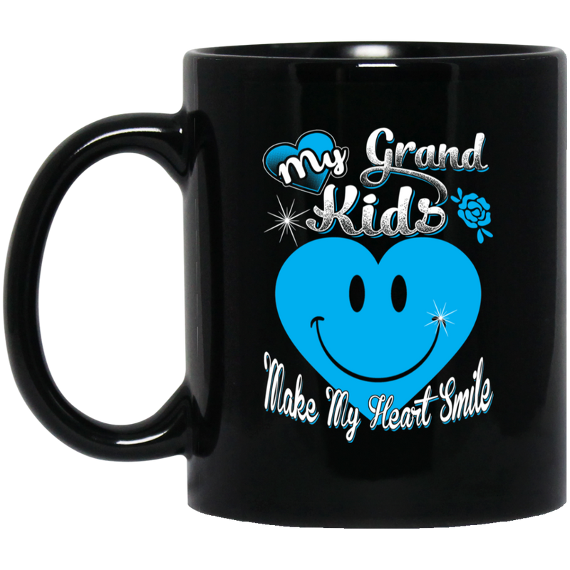 Guardian Angel Coffee Mug My Grand Kids Make My Heart Smile 11oz - 15oz Black Mug