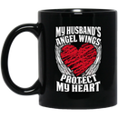 Guardian Angel Coffee Mug My Husband's Angel Wings Protect My Heart 11oz - 15oz Black Mug