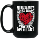 Guardian Angel Coffee Mug My Husband's Angel Wings Protect My Heart 11oz - 15oz Black Mug