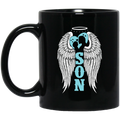 Guardian Angel Coffee Mug My Son Is My Guardian Angel Wings 11oz - 15oz Black Mug CustomCat