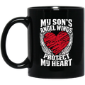 Guardian Angel Coffee Mug My Son's Angel Wings Protect My Heart 11oz - 15oz Black Mug
