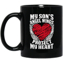 Guardian Angel Coffee Mug My Son's Angel Wings Protect My Heart 11oz - 15oz Black Mug