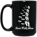 Guardian Angel Coffee Mug Never Walk Alone Dragonflies Angel 11oz - 15oz Black Mug