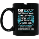 Guardian Angel Coffee Mug She Is In Every Beat Of My Heart She Is My Daughter And Angel Wings 11oz - 15oz Black Mug